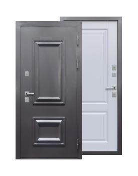 Входная дверь Протерма Багет (Букле Антрацит), 2050×860×960×110 мм, цвет Белый матовый
