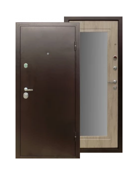 Входная дверь Оптима 7573 с зеркалом, 2050×860×960×75 мм, цвет Дуб грей